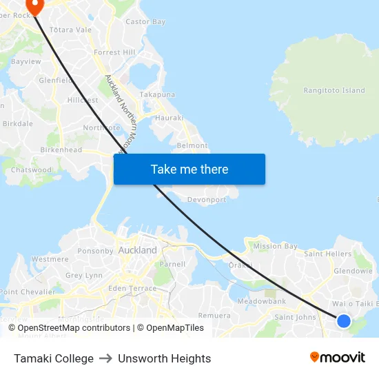 Tamaki College to Unsworth Heights map