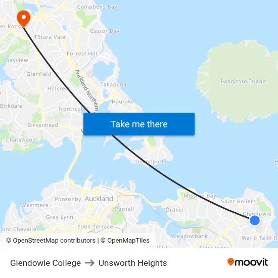 Glendowie College to Unsworth Heights map