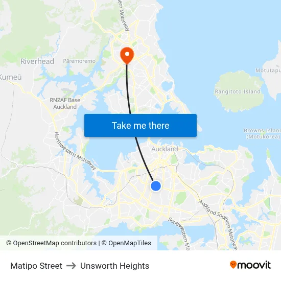 Matipo Street to Unsworth Heights map