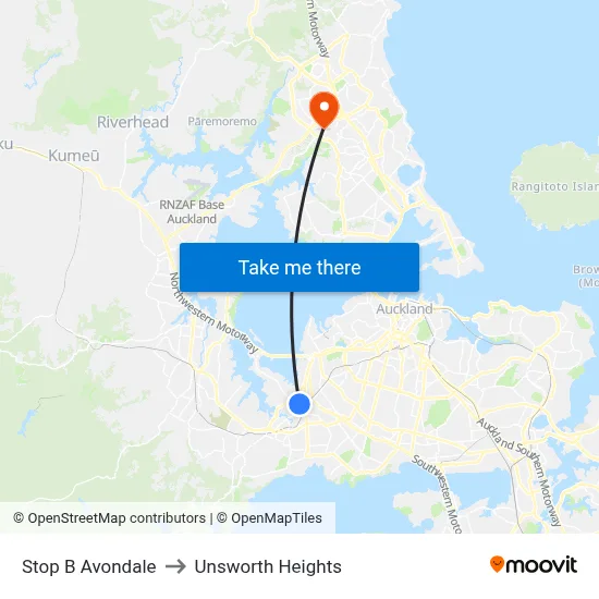 Stop B Avondale to Unsworth Heights map