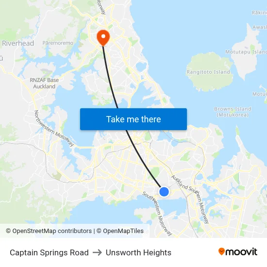 Captain Springs Road to Unsworth Heights map