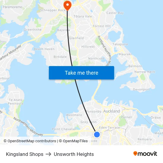 Kingsland Shops to Unsworth Heights map