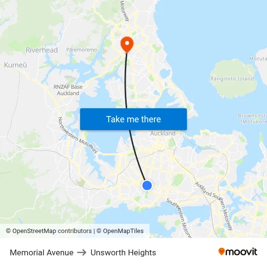 Memorial Avenue to Unsworth Heights map