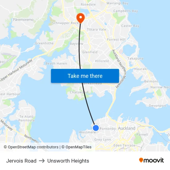 Jervois Road to Unsworth Heights map