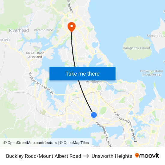 Buckley Road/Mount Albert Road to Unsworth Heights map