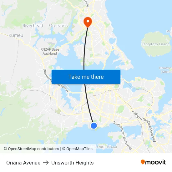 Oriana Avenue to Unsworth Heights map