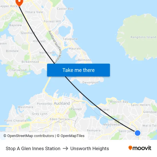 Stop A Glen Innes Station to Unsworth Heights map
