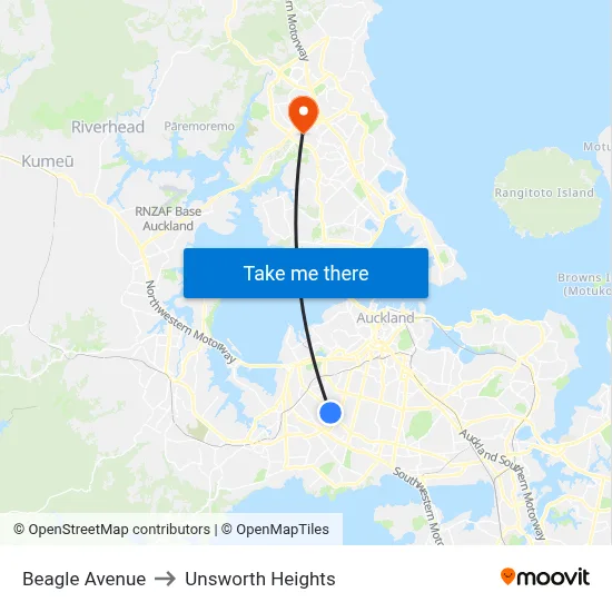 Beagle Avenue to Unsworth Heights map