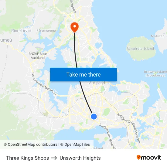 Three Kings Shops to Unsworth Heights map