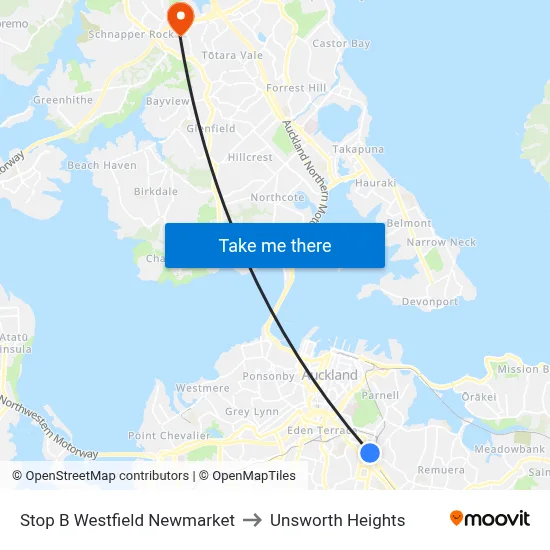 Stop B Westfield Newmarket to Unsworth Heights map