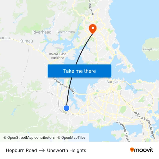 Hepburn Road to Unsworth Heights map