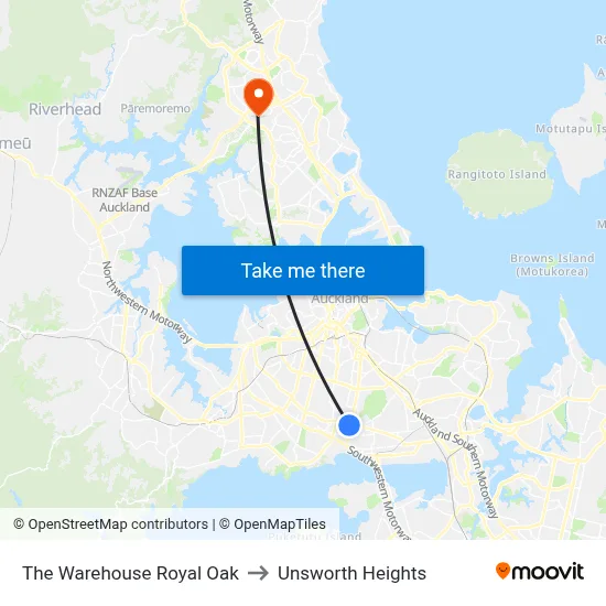The Warehouse Royal Oak to Unsworth Heights map