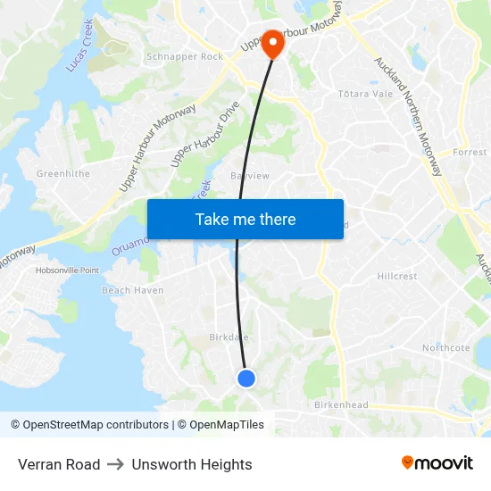 Verran Road to Unsworth Heights map