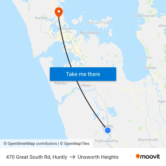 470 Great South Rd, Huntly to Unsworth Heights map