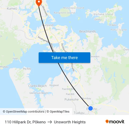 110 Hillpark Dr, Pōkeno to Unsworth Heights map