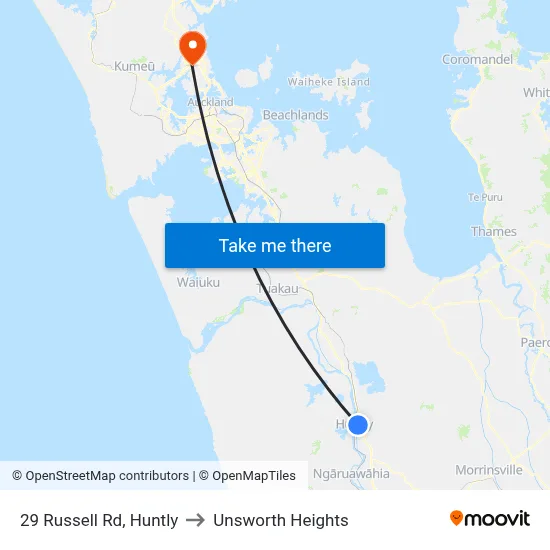29 Russell Rd, Huntly to Unsworth Heights map