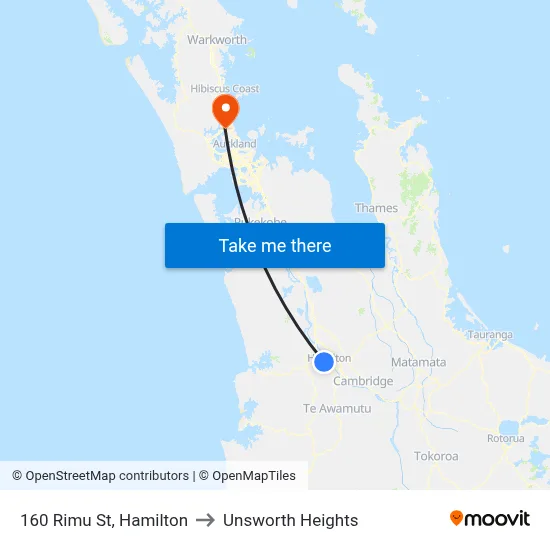160 Rimu St, Hamilton to Unsworth Heights map