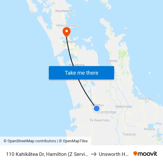 110 Kahikātea Dr, Hamilton (Z Service Station) to Unsworth Heights map
