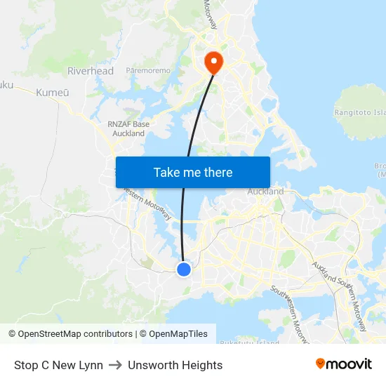 Stop C New Lynn to Unsworth Heights map