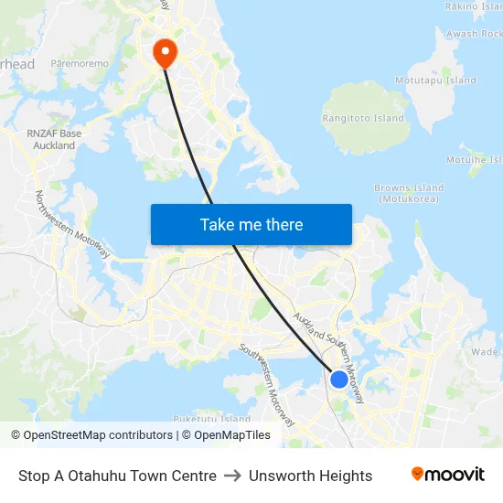 Stop A Otahuhu Town Centre to Unsworth Heights map