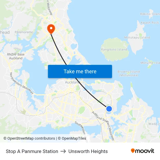 Stop A Panmure Station to Unsworth Heights map