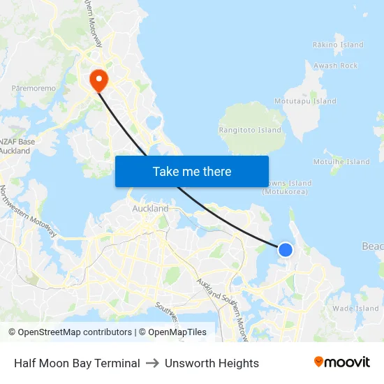 Half Moon Bay Terminal to Unsworth Heights map
