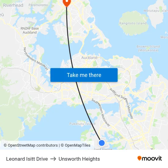Leonard Isitt Drive to Unsworth Heights map