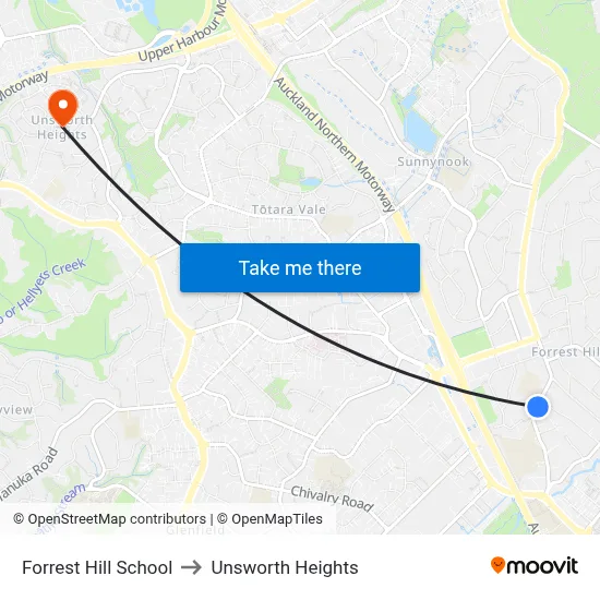 Forrest Hill School to Unsworth Heights map
