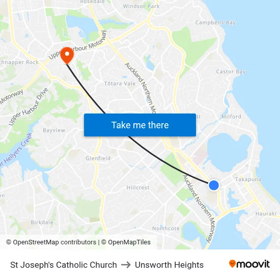 St Joseph's Catholic Church to Unsworth Heights map