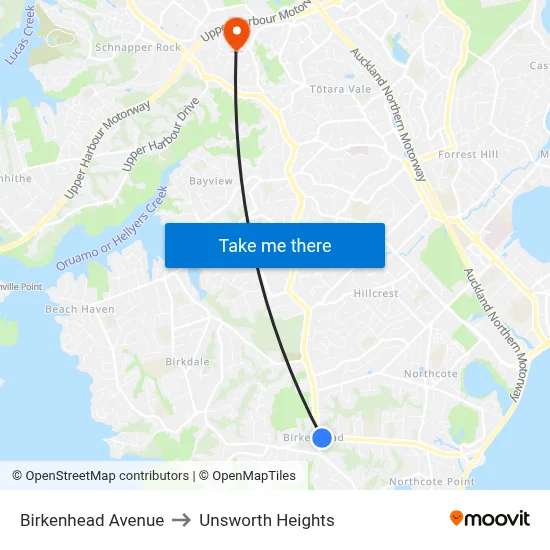 Birkenhead Avenue to Unsworth Heights map