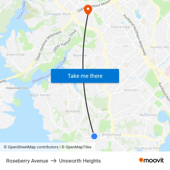 Roseberry Avenue to Unsworth Heights map