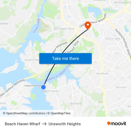 Beach Haven Wharf to Unsworth Heights map