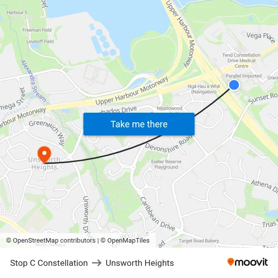 Stop C Constellation to Unsworth Heights map
