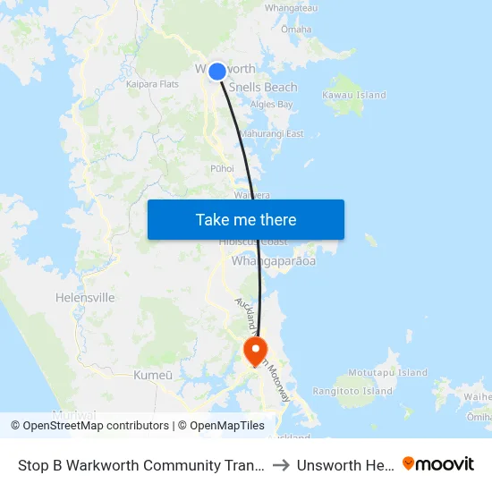 Stop B Warkworth Community Transport Hub to Unsworth Heights map