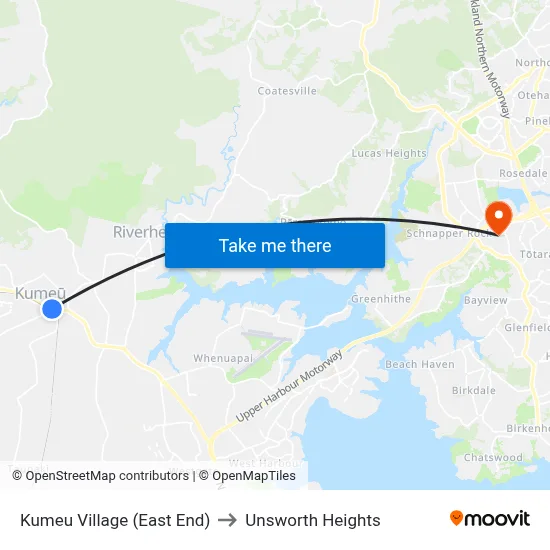 Kumeu Village (East End) to Unsworth Heights map