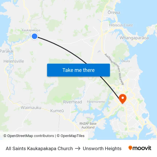 All Saints Kaukapakapa Church to Unsworth Heights map
