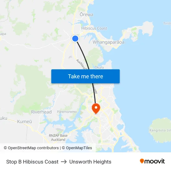 Stop B Hibiscus Coast to Unsworth Heights map