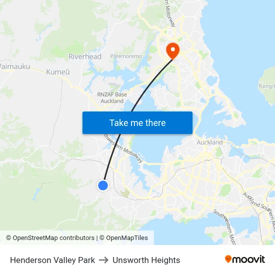 Henderson Valley Park to Unsworth Heights map