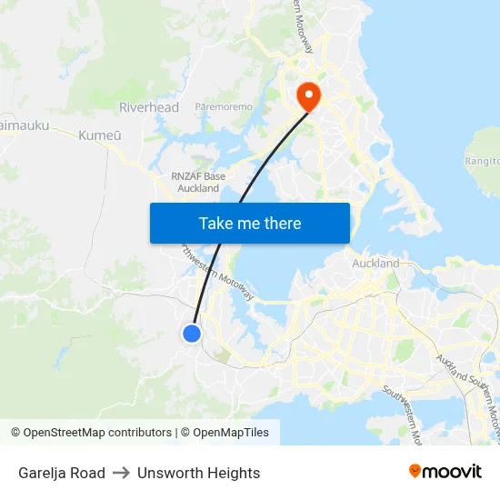 Garelja Road to Unsworth Heights map