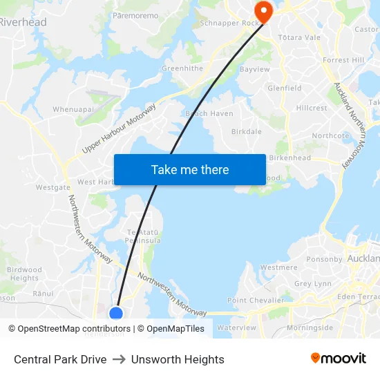 Central Park Drive to Unsworth Heights map