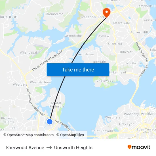 Sherwood Avenue to Unsworth Heights map
