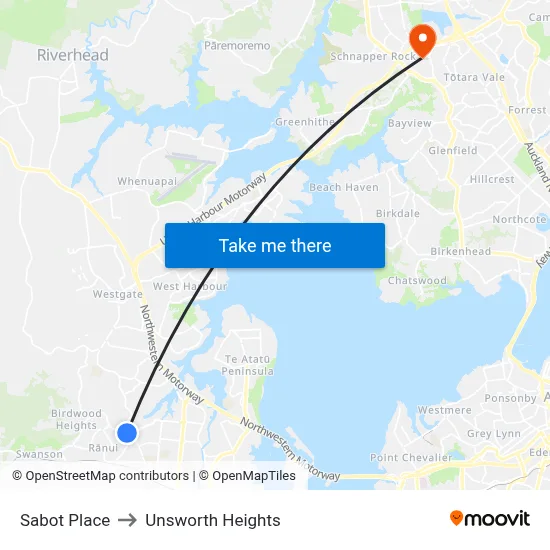 Sabot Place to Unsworth Heights map