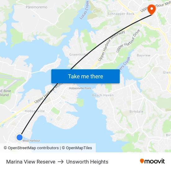 Marina View Reserve to Unsworth Heights map