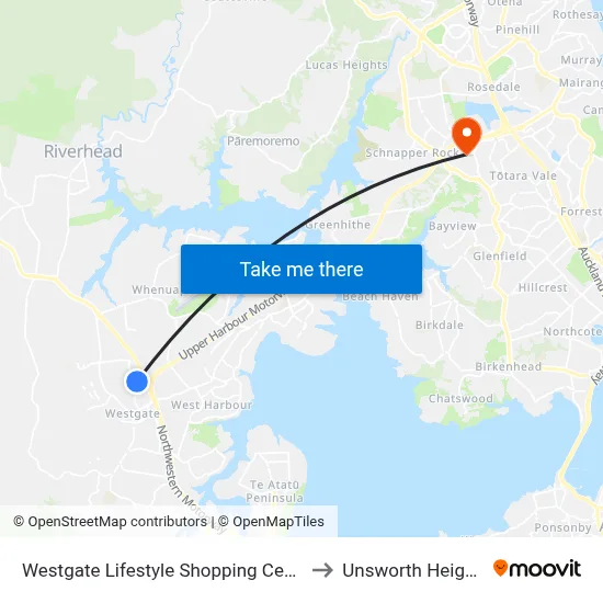 Westgate Lifestyle Shopping Centre to Unsworth Heights map