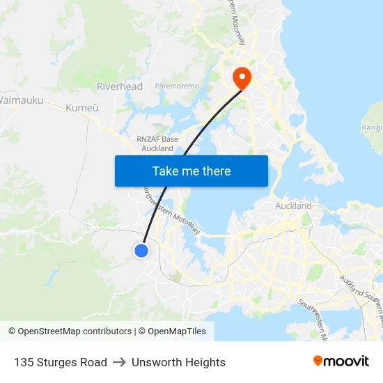 135 Sturges Road to Unsworth Heights map