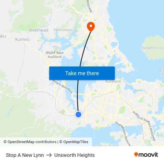 Stop A New Lynn to Unsworth Heights map