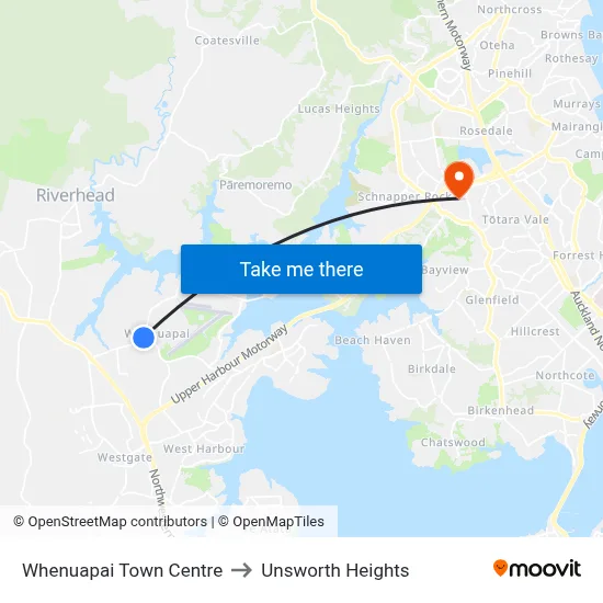 Whenuapai Town Centre to Unsworth Heights map