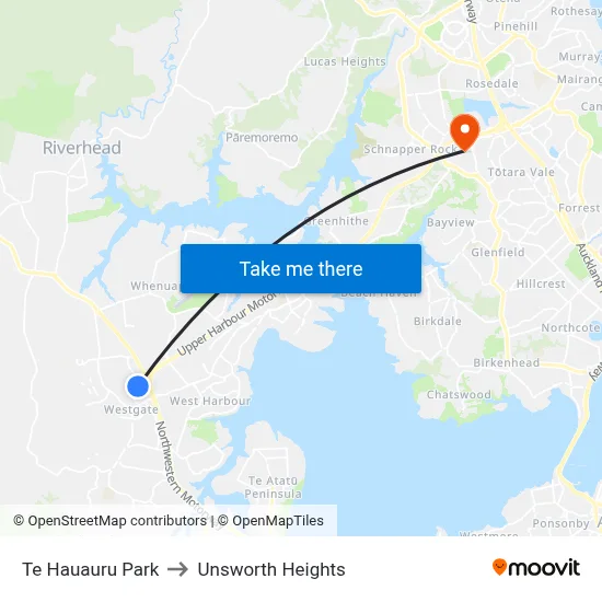 Te Hauauru Park to Unsworth Heights map