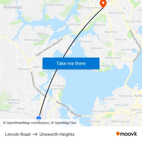Lincoln Road to Unsworth Heights map