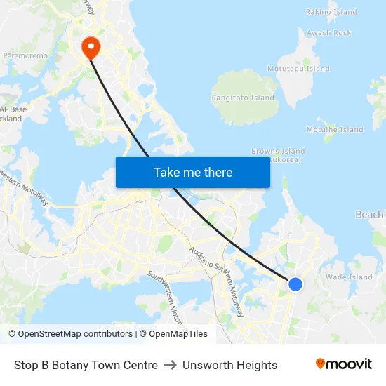 Stop B Botany Town Centre to Unsworth Heights map